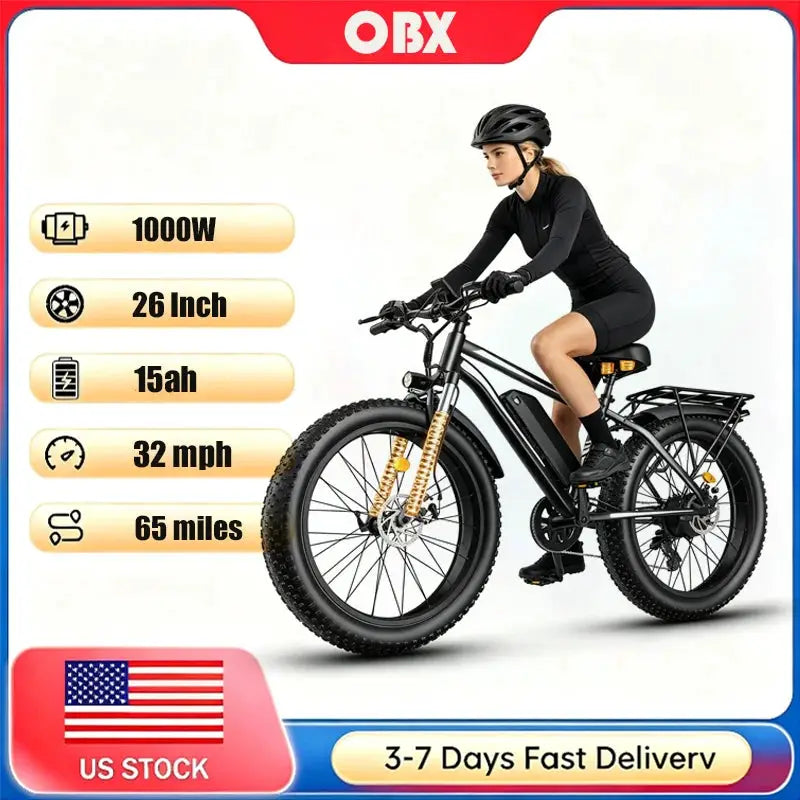 26 Inch Adult E-Bike 1000W Brushless Motor Electric Bicycle 48V15AH Battery Road & Off-road Mountain Ebike by Beastly Survival Outlet