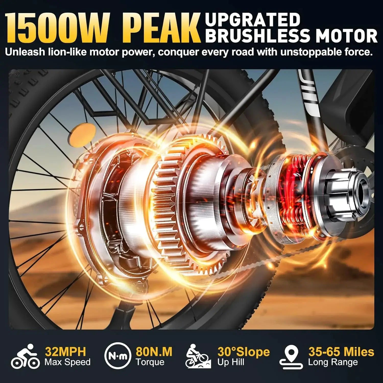 26 Inch Adult E-Bike 1000W Brushless Motor Electric Bicycle 48V15AH Battery Road & Off-road Mountain Ebike by Beastly Survival Outlet