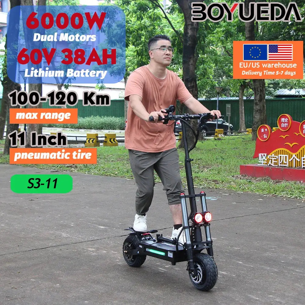 Poland USA S3-11 dualtron elektroroller Range 100-120KM Foldable Electric Scooters Adult 6000w 11 inch Offroad Tire e scooter by Beastly Survival Outlet