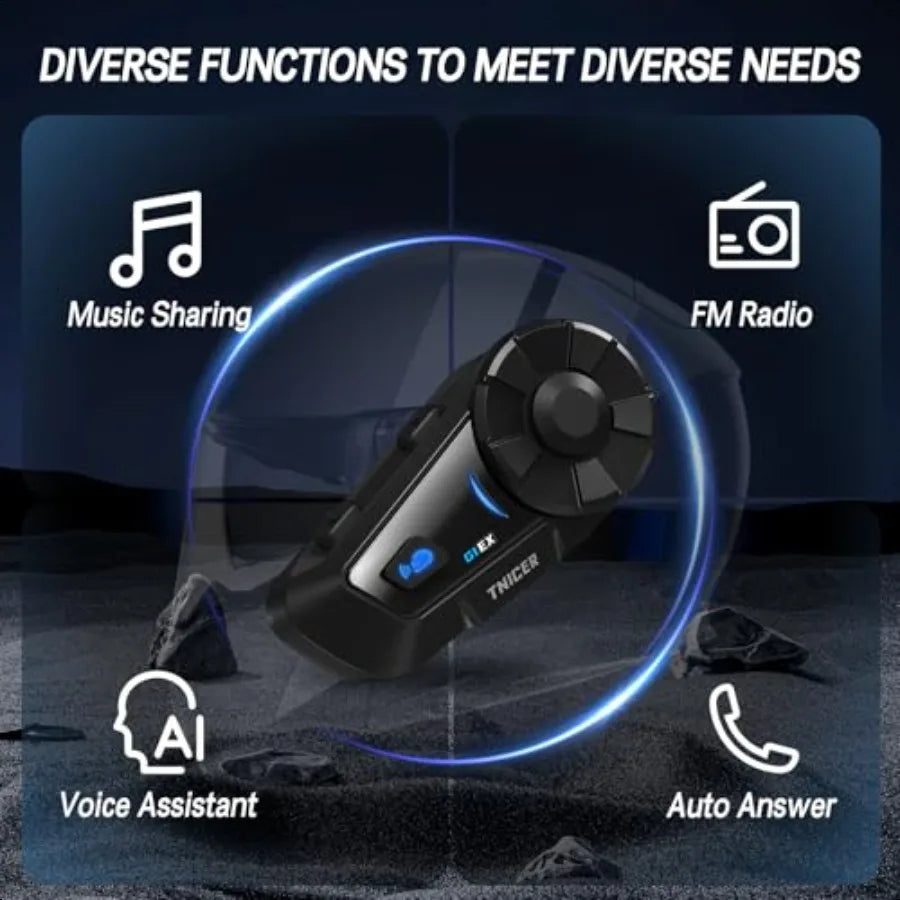 Motorcycle Bluetooth Headset G1EX for 6 Riders with Noise Cancelation