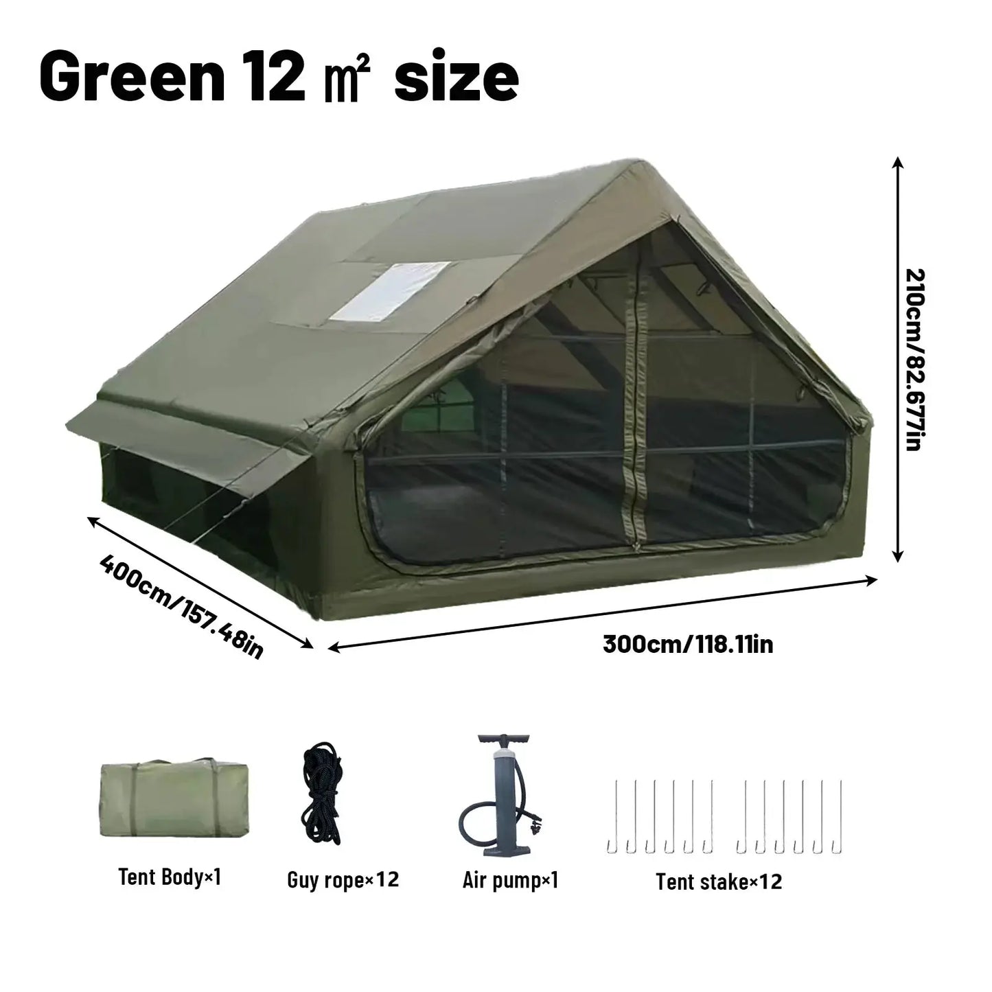 PAKICETUS Inflatable Tent With Skylight, Quick Setup Blow Up Tents With Pump, 4-6 PersonOutdoor Family Luxury Tent by Beastly Survival Outlet