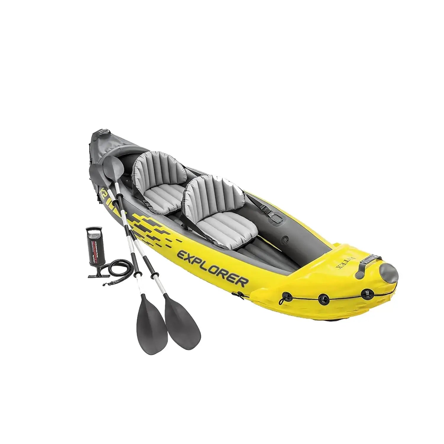 68307EP Explorer K2 Inflatable Kayak Set: Deluxe 86in Kayak Paddles and High-Output Pump – Adjustable Seats with, Custom by Beastly Survival Outlet