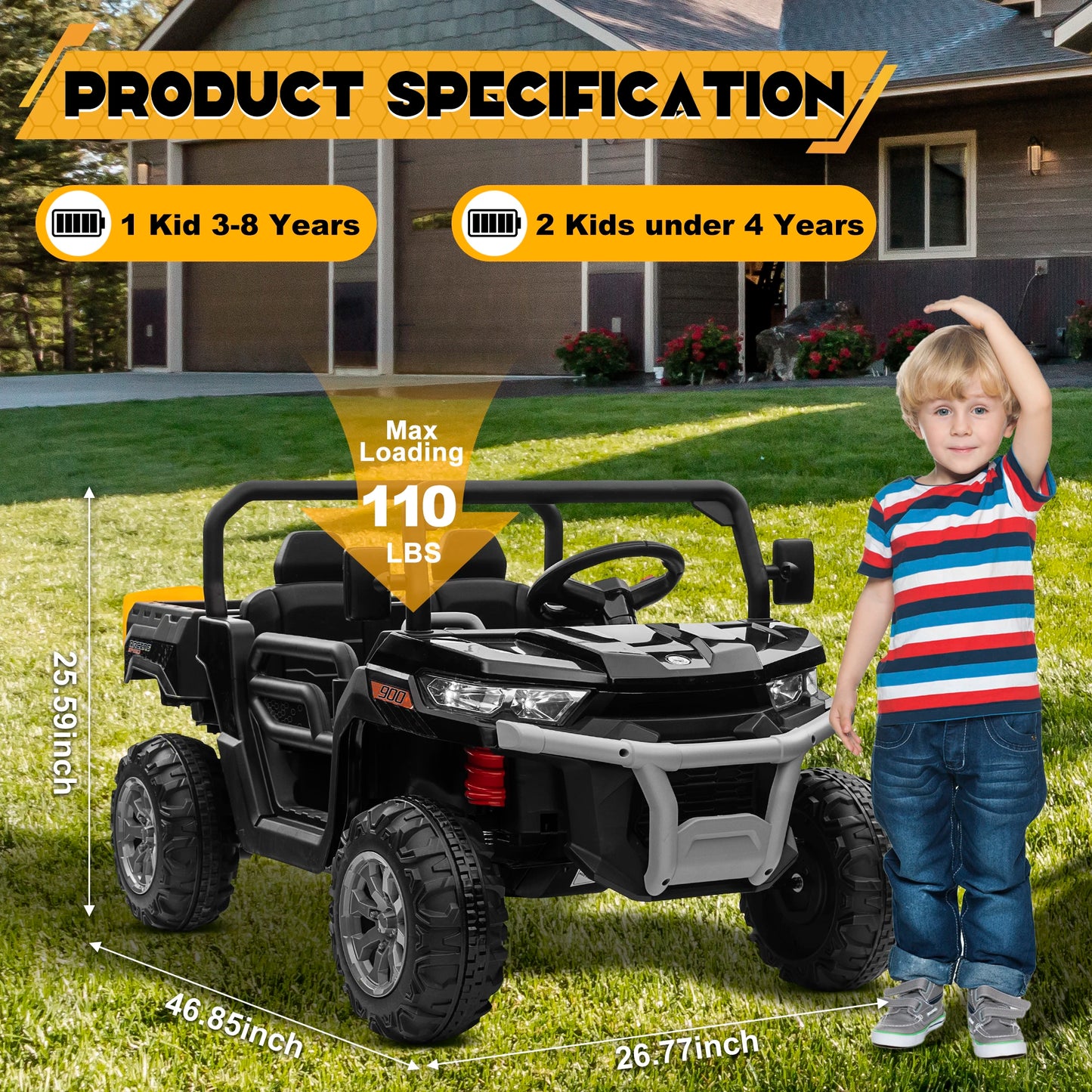 24V Ride On Dump Truck 2 Seater Kids UTV With Remote
