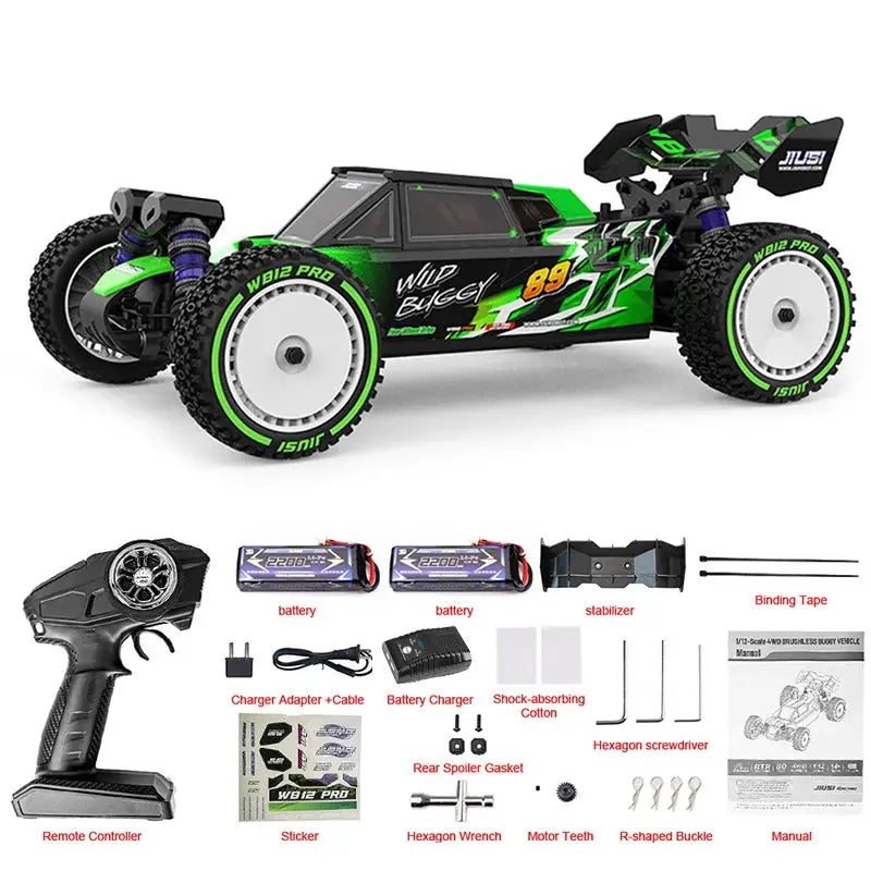 JIUSI WB12 PRO 1/12 Racing Car 4WD High Speed 80KM/H Brushless Remote Control Car Off-road Competitive Drift RC Car Toy Kid Gift by Beastly Survival Outlet