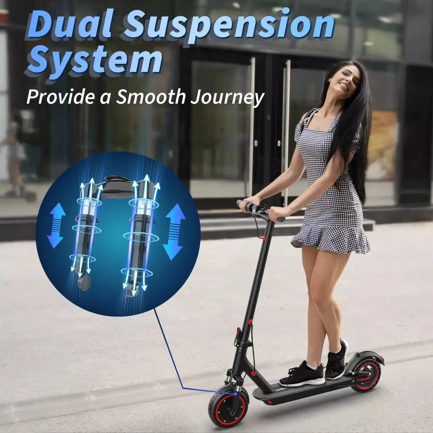 8.5'' LADPED LP07 Electric Scooter 350W 19mph Max Speed APP Smart Control Dual Suspension 23miles Max Range For City Commuter by Beastly Survival Outlet