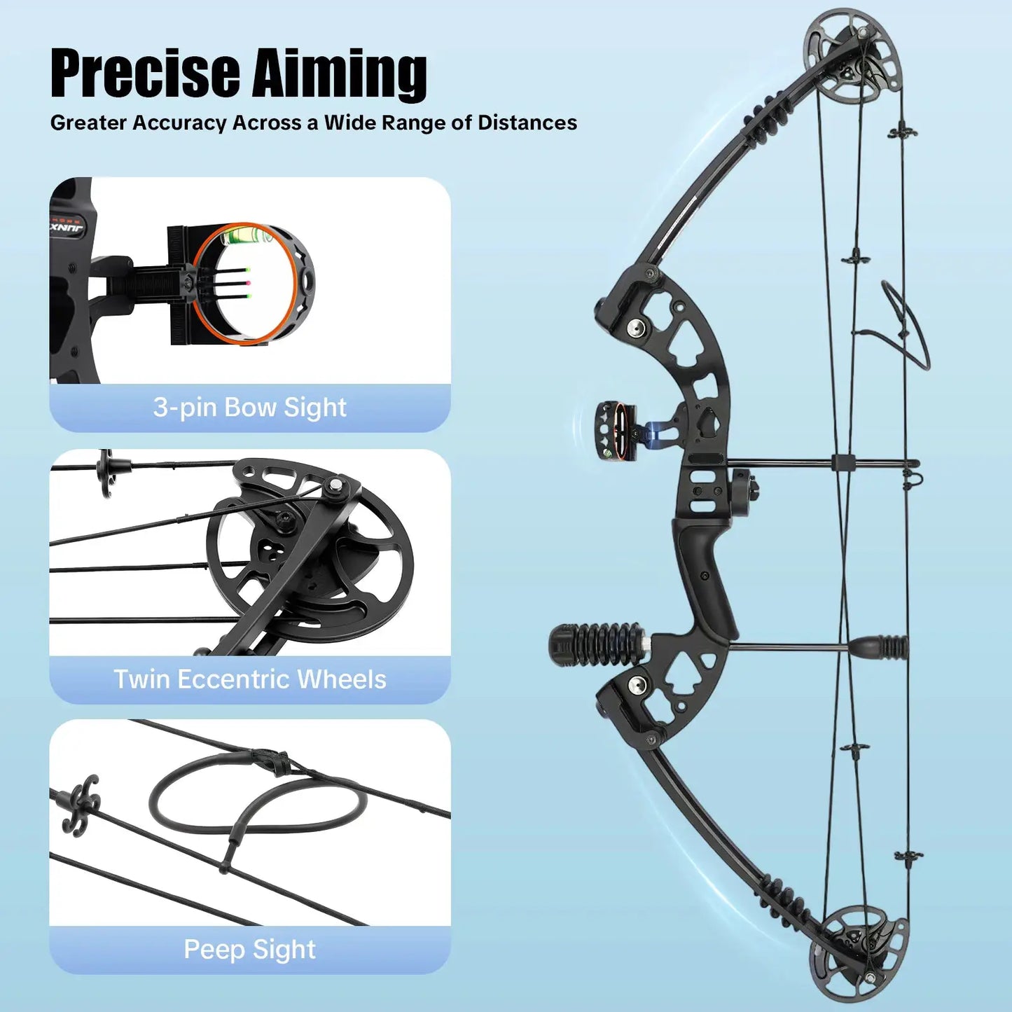 Compound Bow Hunting Kit with 12 Arrows 3-Pin Sight Adjustable Draw Weight and Length for Archery Enthusiasts,Beginners by Beastly Survival Outlet