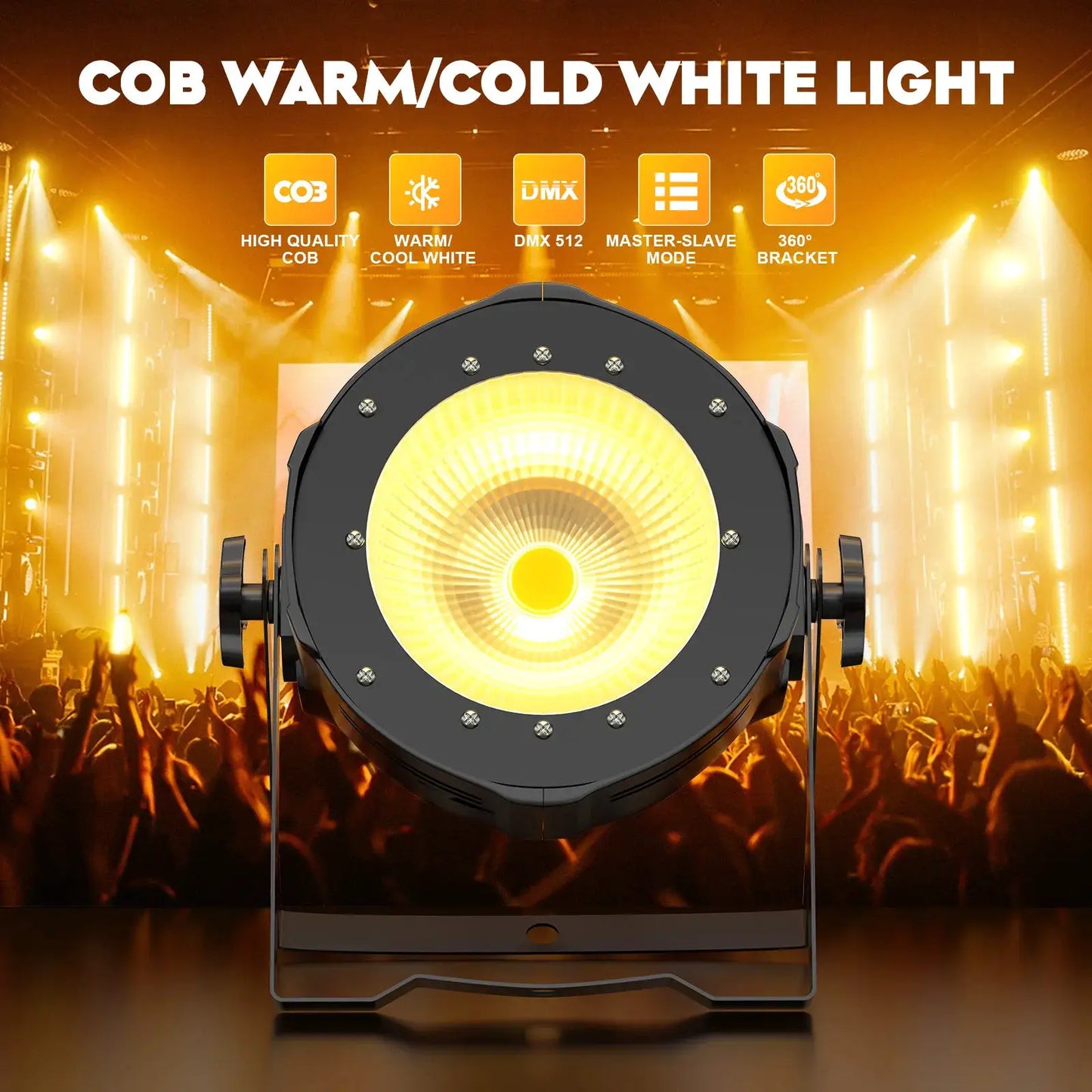U'King 2PCS 100W COB LED Par Light Aluminium DMX Control Warm/Cold White LED Stage Light Effect for DJ Concert Party Wedding by Beastly Survival Outlet
