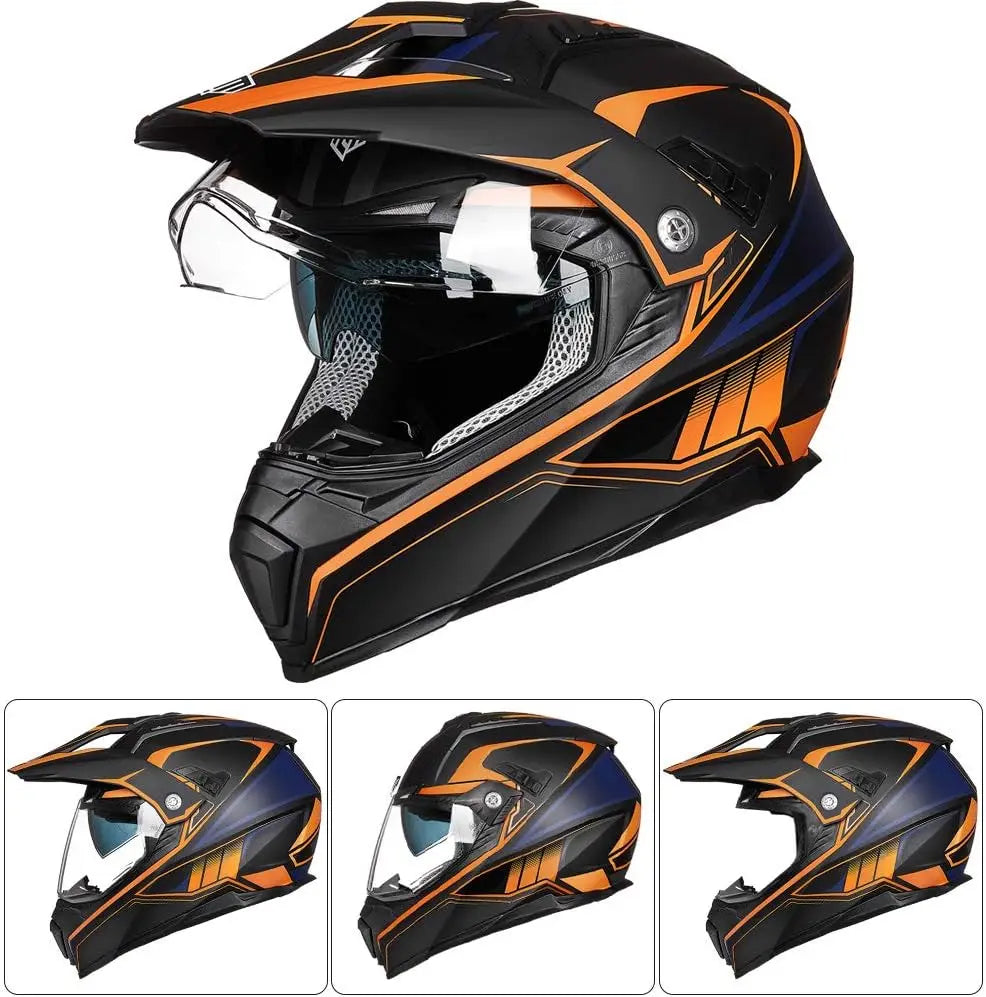 Dual Sport Motorcycle Helmet Full Face Visor DOT 606V