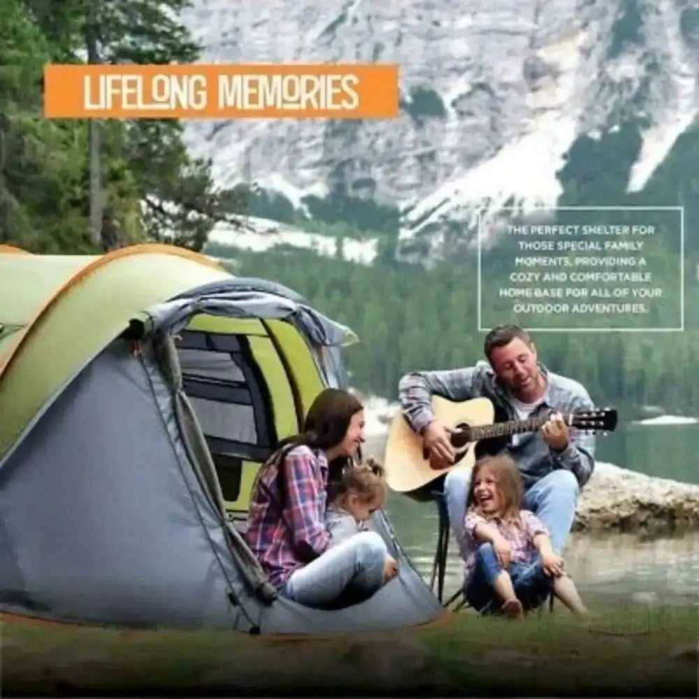 Easy Pop Up Camping Tent 4 Person Two Doors Waterproof UPF50 by Beastly Survival Outlet