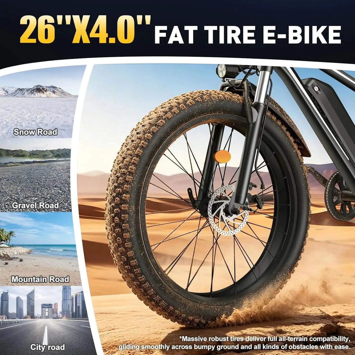 26 Inch Adult E-Bike 1000W Brushless Motor Electric Bicycle 48V15AH Battery Road & Off-road Mountain Ebike by Beastly Survival Outlet