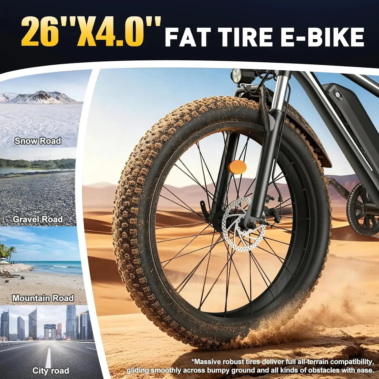26 Inch Adult E-Bike 1000W Brushless Motor Electric Bicycle 48V15AH Battery Road & Off-road Mountain Ebike by Beastly Survival Outlet