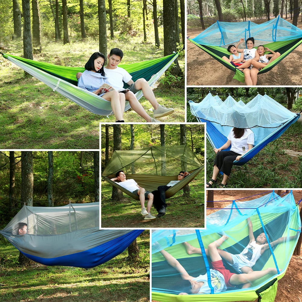 Camping Hammock With Mosquito Net 260 by 140cm Portable Camp