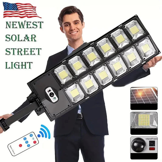 504LED Ultra Bright Solar Street Light with Motion Sensor Remote
