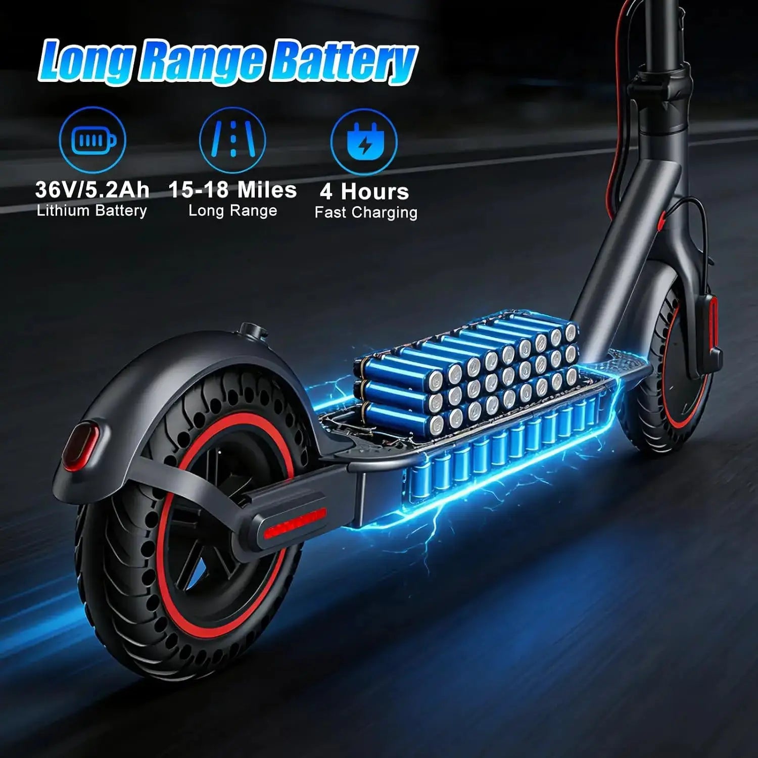 OBX 500W Motor Folding Electric Scooter For Adults 36V 5.2AH Battery Rang 8.5'' Solid Tire 18MPH 15Miles Long Range APP Control by Beastly Survival Outlet