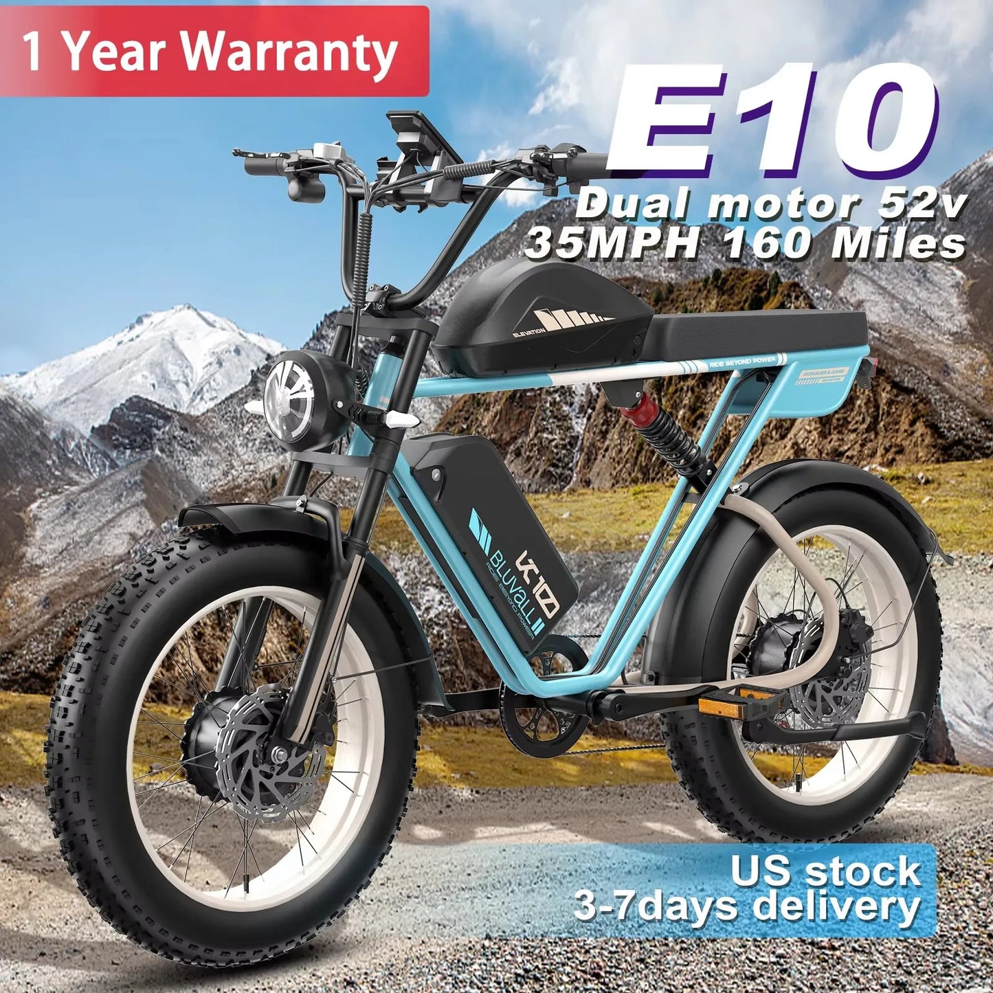 Moobelo 2000W Fat Tire Ebike With Removable 52V Battery Pack