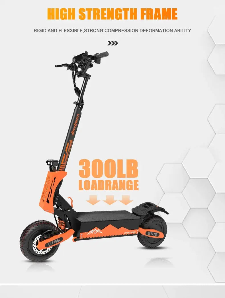 Arwibon GT08 Adult Electric Scooter 5600W Motor Top Speed 46MPH, 60V27AH, 11 Inch Off-Road Tires Sport Commuter Folding EScooter by Beastly Survival Outlet