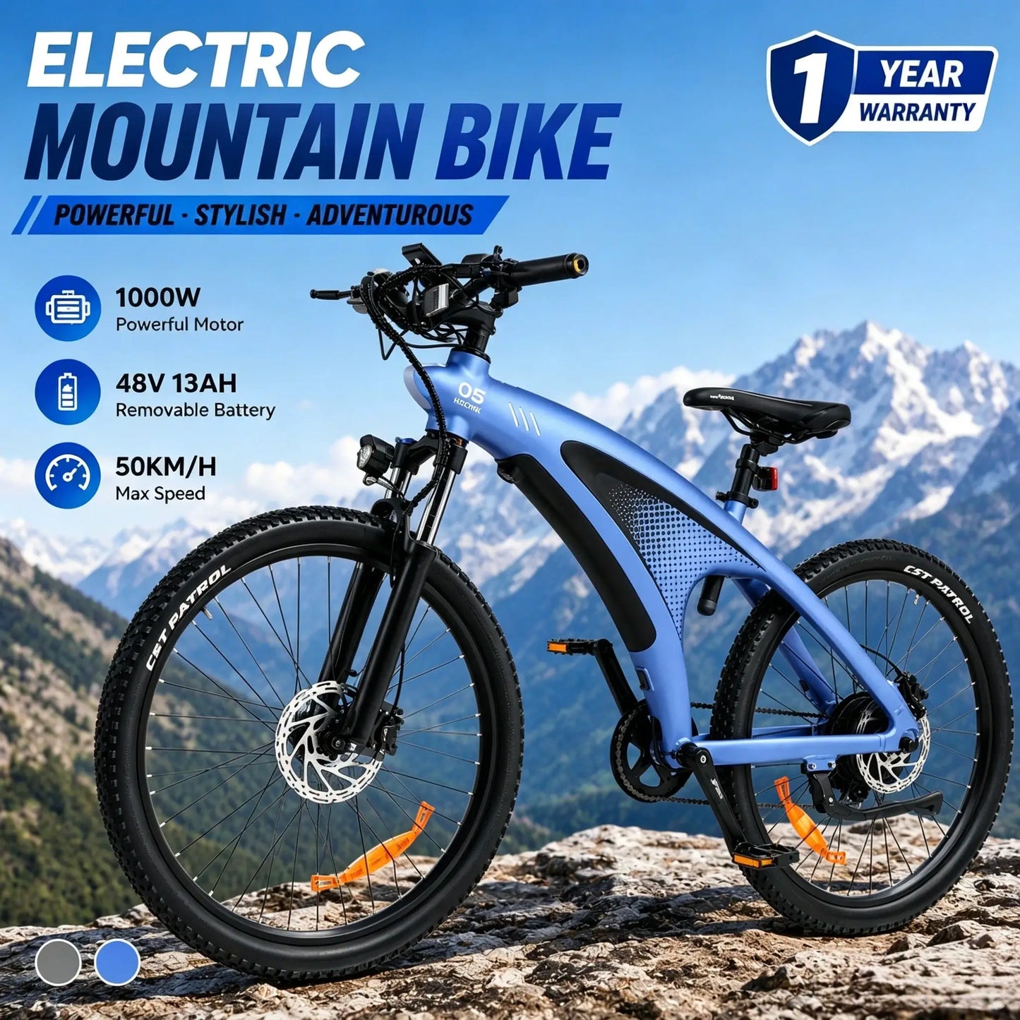 HUANCI Q5 Electric Bikes For Adults 1000W 48V 13AH Ebikes E Bikes Electric Bicycles 50km/h Electric Dirt Bike Electric e bikes by Beastly Survival Outlet