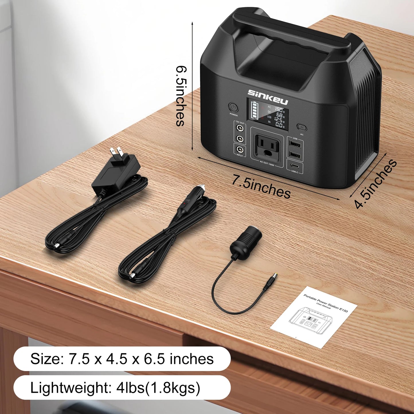 150W Portable Power Station with LiFePO4 Battery for Camping