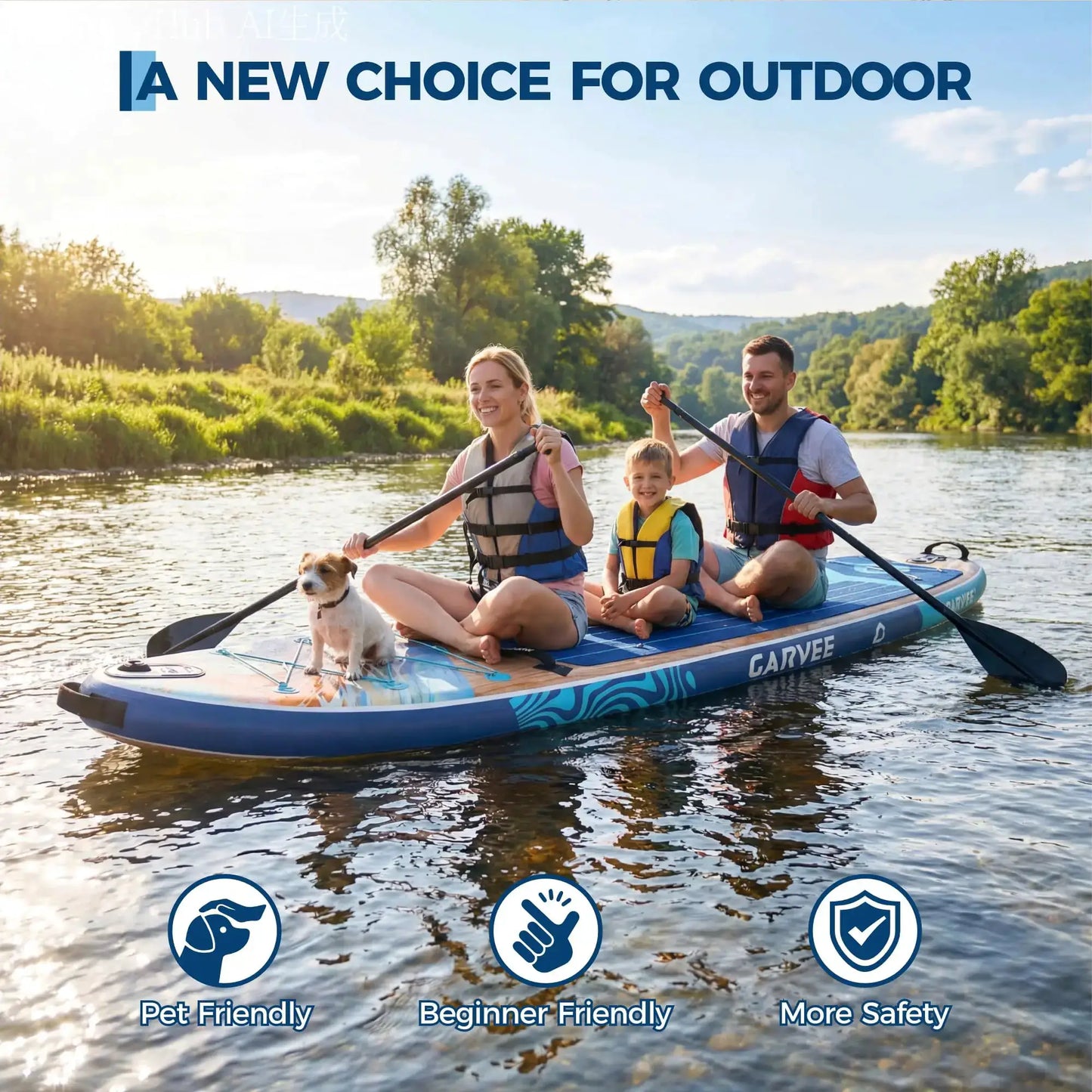 Extra Wide Stable Inflatable Stand Paddle Paddle Board for Adults & Youth – Ultra-Light PVC, Non-Slip EVA Deck, 450lbs Capacity, Adjustable Paddle, High Pressure Pump & Backpack by Beastly Survival Outlet