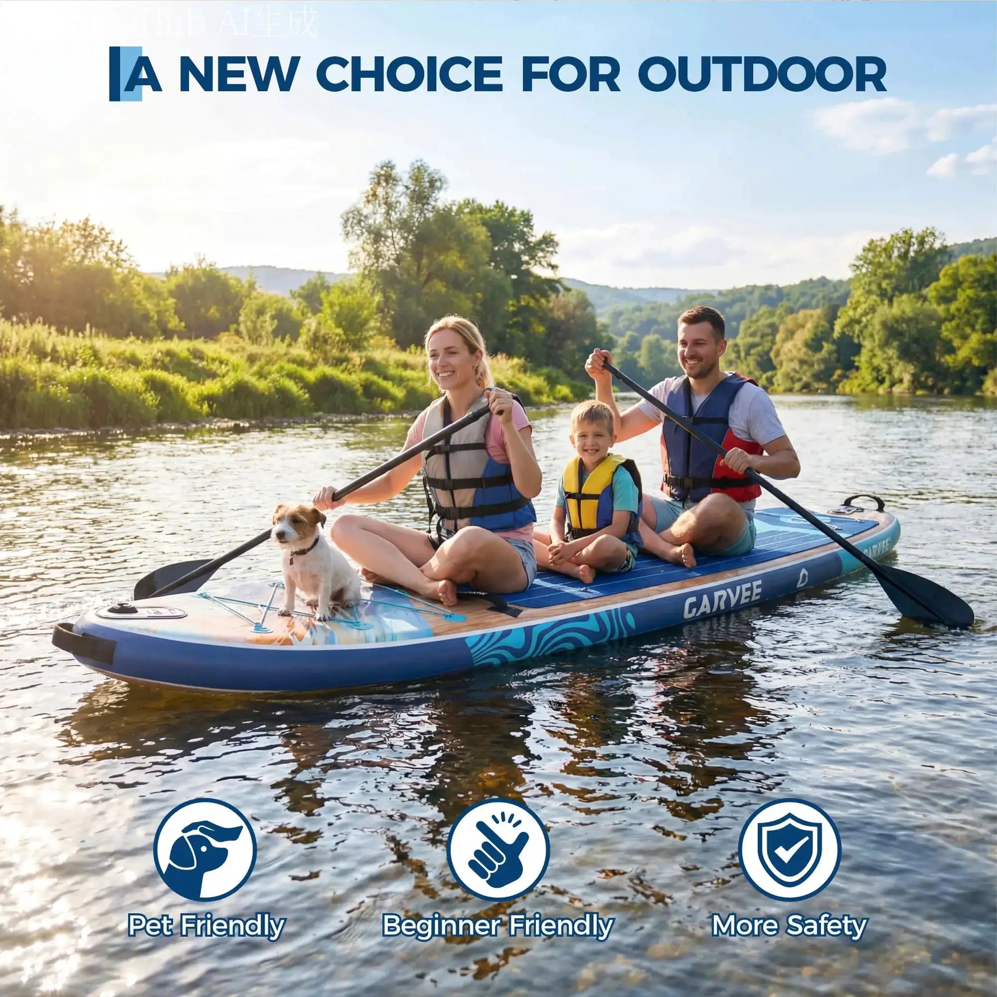 Extra Wide Stable Inflatable Stand Paddle Paddle Board for Adults & Youth – Ultra-Light PVC, Non-Slip EVA Deck, 450lbs Capacity, Adjustable Paddle, High Pressure Pump & Backpack by Beastly Survival Outlet
