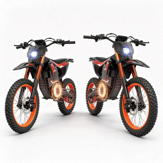 QRONGE X1 Spark L Electric Dirt Bike, 60V 28.8Ah Battery, 4500W Peak Mid-Drive Motor Electric Motorcycle, 17"/14"Fat Tire, 50MPH & 60 Mile Range, 3 Speeds Full Suspension E Bike for Teens & Adults + 1 Year Warranty by Beastly Survival Outlet
