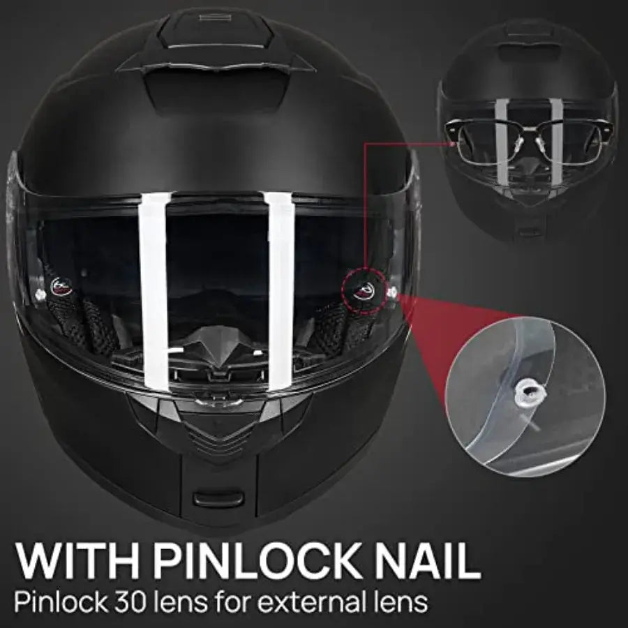 Adult Motorcycle Modular Full Face Helmet for Urban Riding ABS Plastic Matte Black Flip-up Dual Visor Design with Enhanced Vent by Beastly Survival Outlet