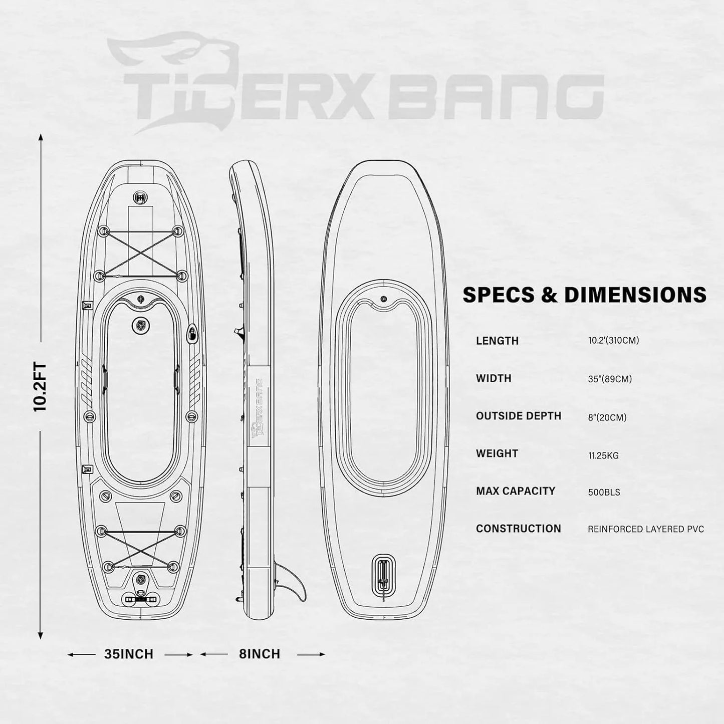 Tigerxbang Inflatable Kayak Set Removable Seat And Pump