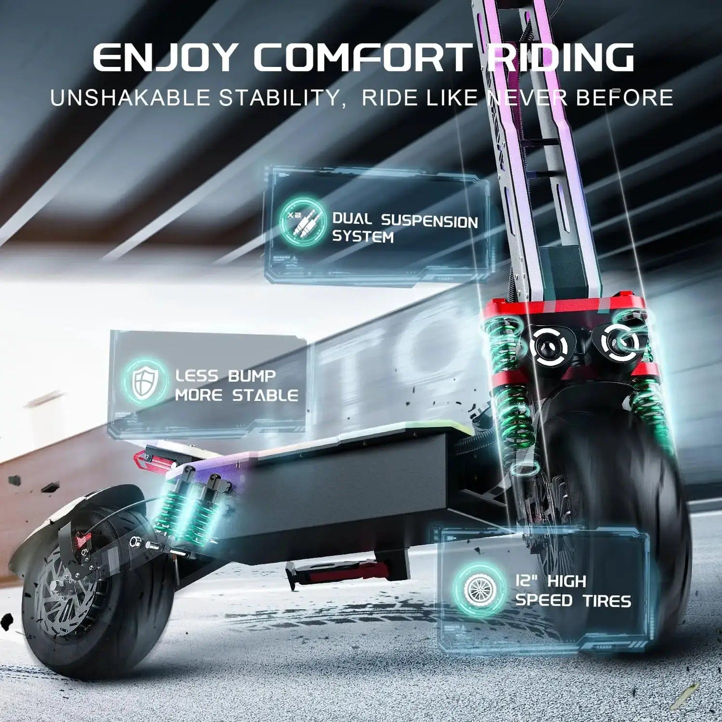 ONECNA NEW GT9 GT8 GT7 Adult Electric Scooter, 5600W/7000W Dual Motors, Maximum Speed up to 45 50 55 MPH, Equipped with 60V 33Ah/38Ah Battery, Maximum Speed up to 50/55 MPH, Large Display Screen, 11 Inch/12 inch Tubeless Tire by Beastly Survival Outlet