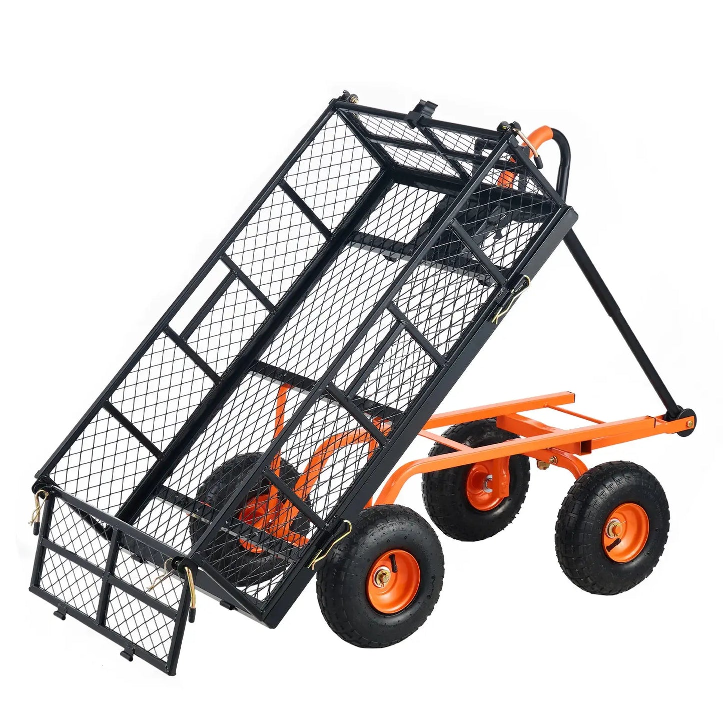 SucceBuy Garden Cart Sturdy Metal Utility Wagon with Simple Assembly Versatile Dump Cart Wheelbarrow with 400/880lbs Capacity by Beastly Survival Outlet