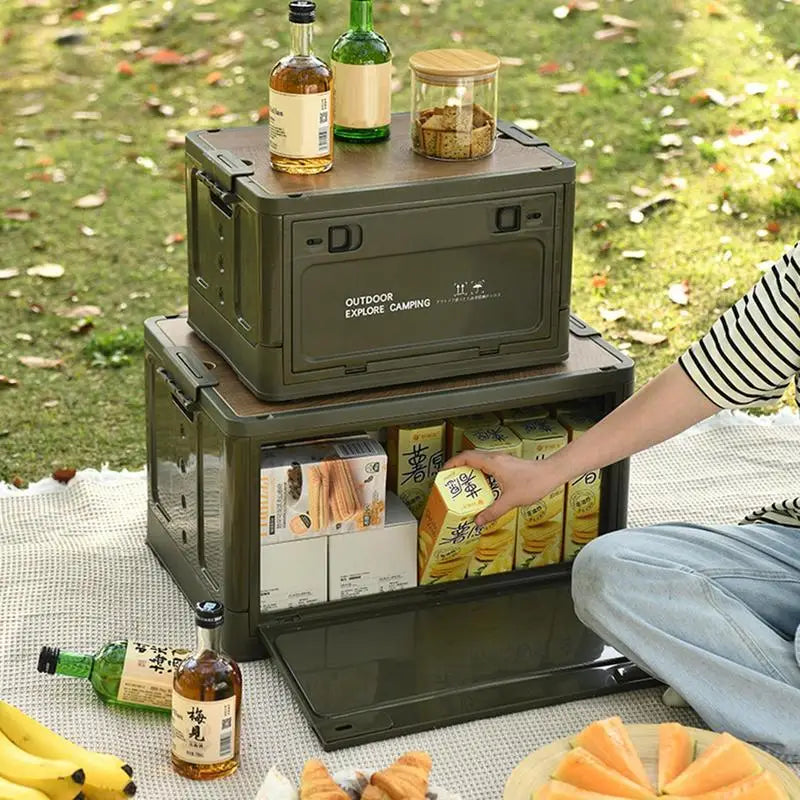 Outdoor Camping Folding Storage Box With Lids And Handles