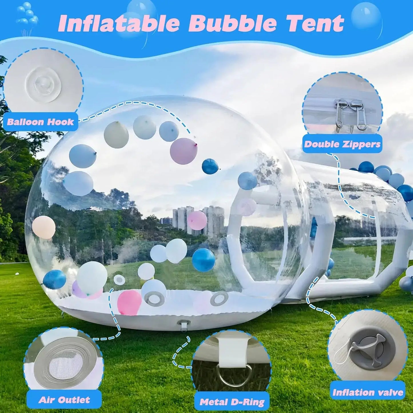 Clear Inflatable Bubble Dome With Tunnel For Party Fun Times by Beastly Survival Outlet