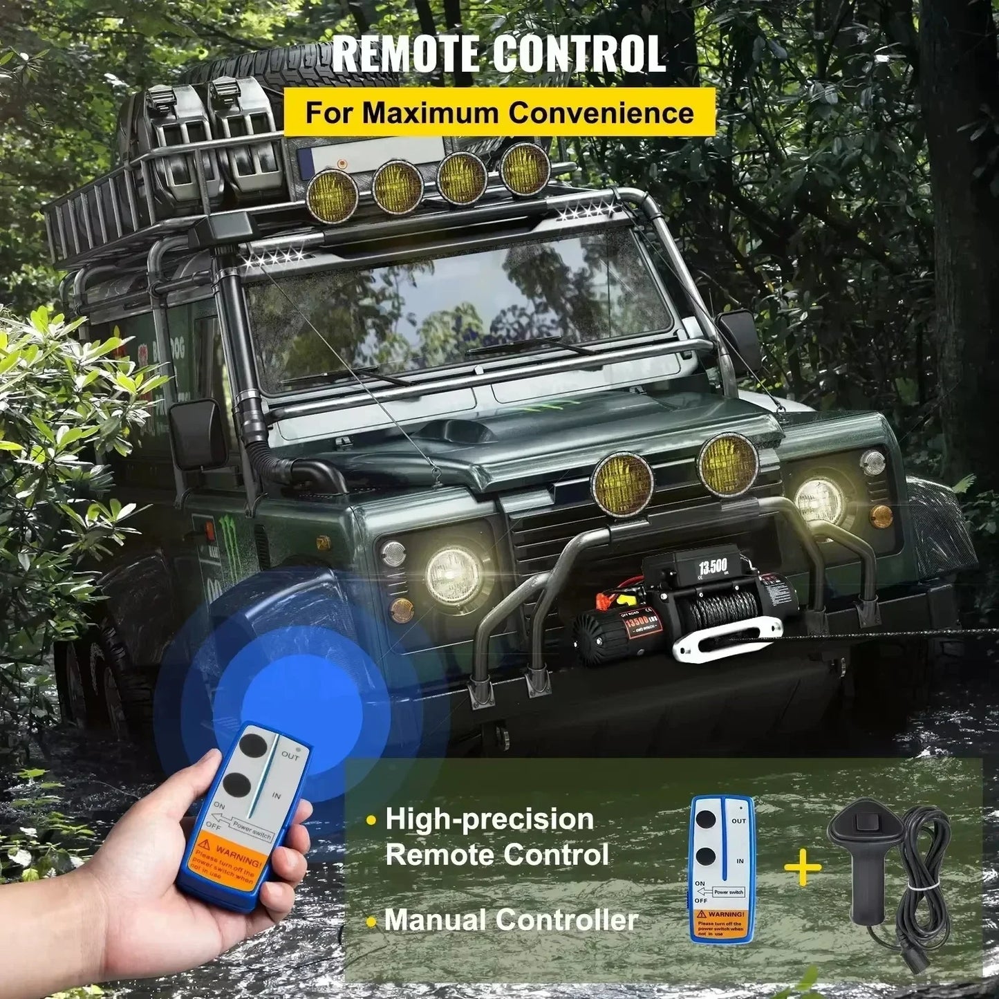 Sihao 13500 LBS Electric Truck Winch with Synthetic Rope Remote