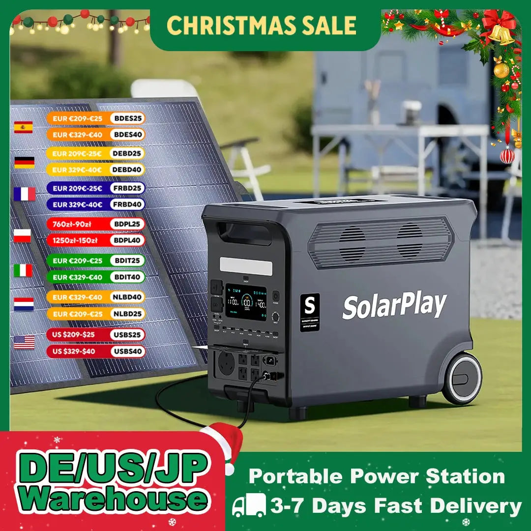 SolarPlay 3600W Portable Power Station Foldable Solar Panels by Beastly Survival Outlet