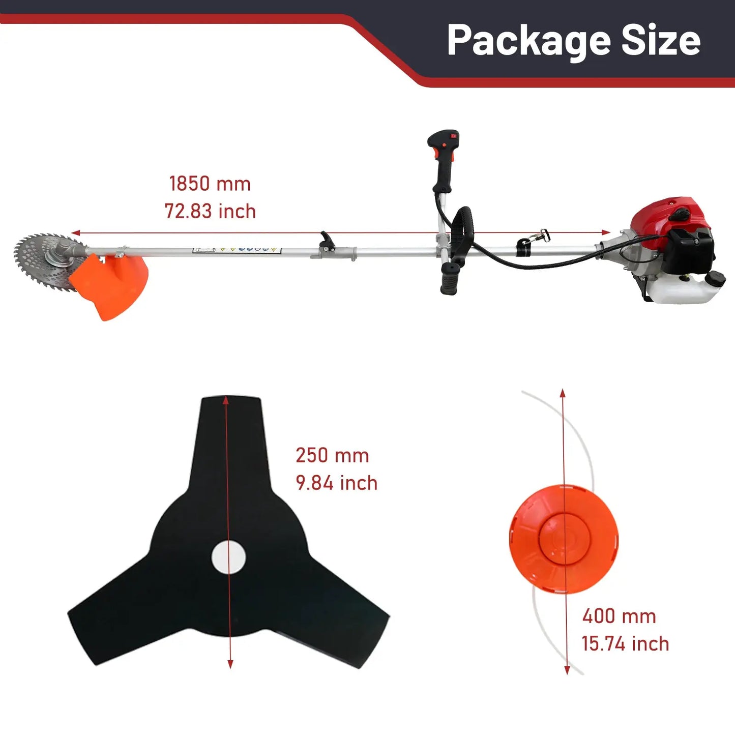 52cc 2-Stroke Gasoline Lawn Mower Gas String Trimmer 3-in-1 Adjustable Handheld Weed Eater with 4 Detachable Trimmer Heads by Beastly Survival Outlet