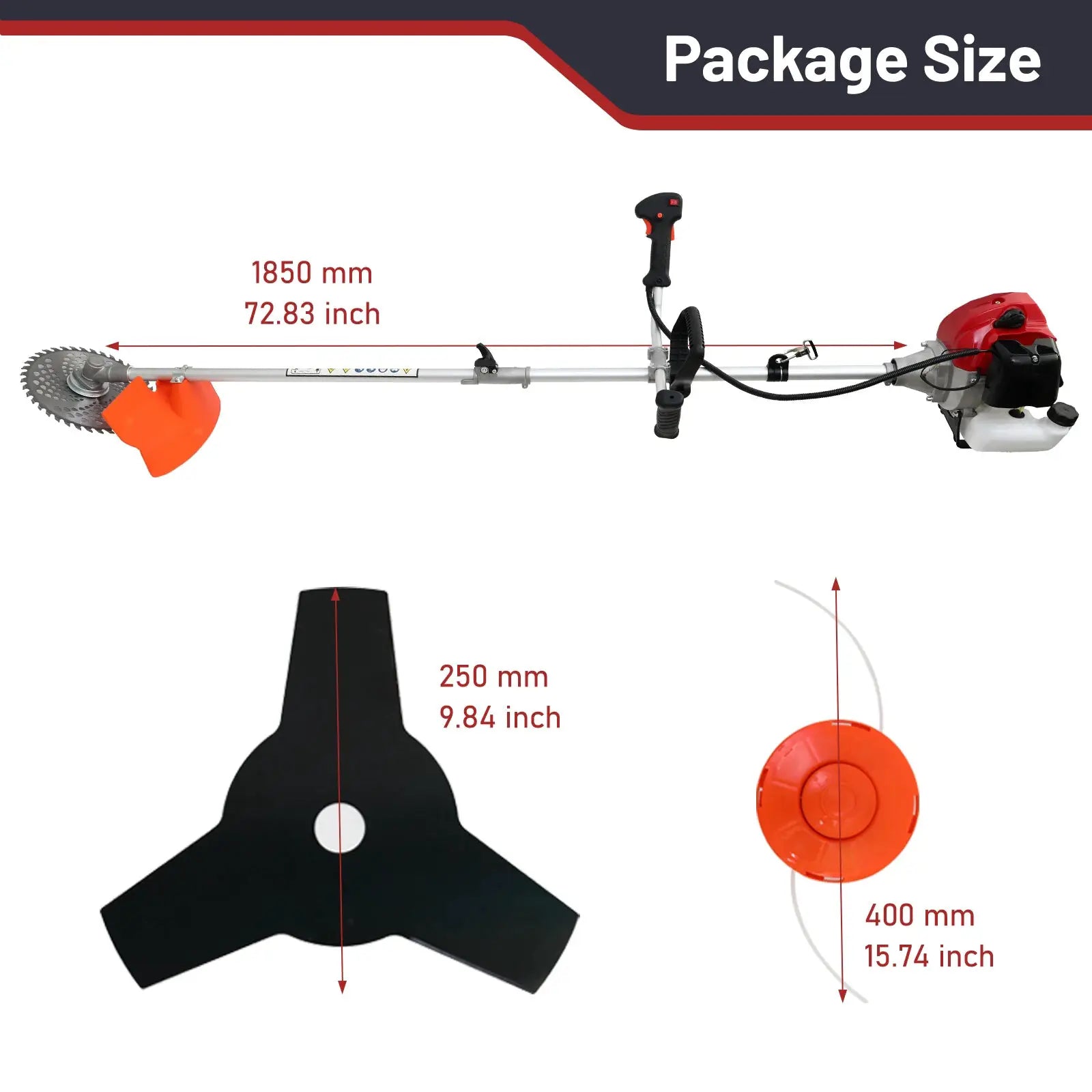 52cc 2-Stroke Gasoline Lawn Mower Gas String Trimmer 3-in-1 Adjustable Handheld Weed Eater with 4 Detachable Trimmer Heads by Beastly Survival Outlet