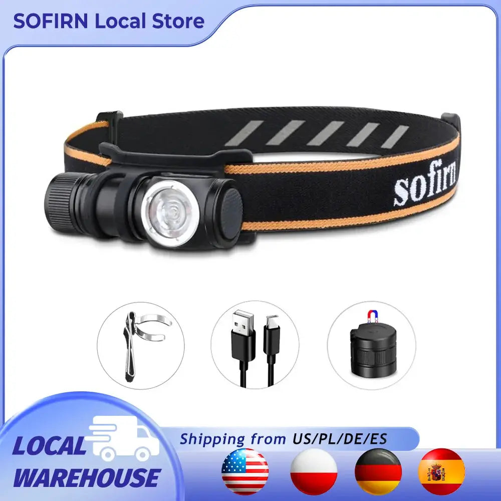 Sofirn HS10 USB C Rechargeable Mini 16340 Headlamp 1100lm TN3535 90CRI Angle Flashlight TIR Optics with Magnet Tail 2 Groups by Beastly Survival Outlet
