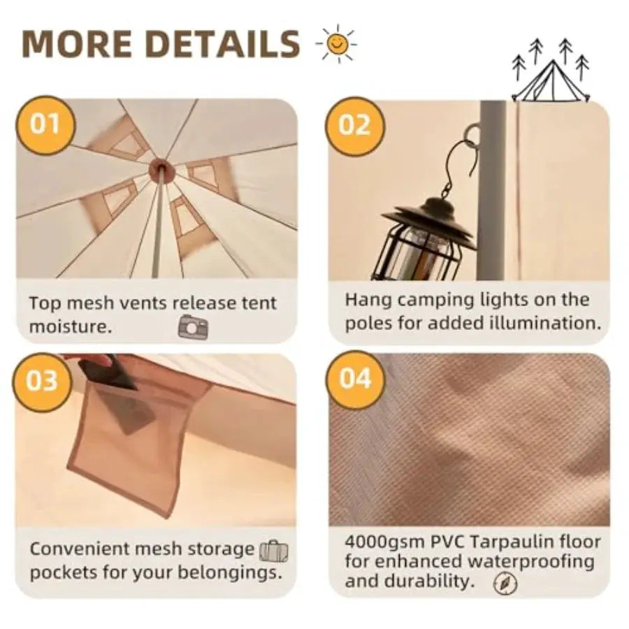 Bell Tent, 10 Person 4 Season Waterproof Glamping Tents w/Stove Jack for Family Camping Outdoor Party, Glamping Tents for Campin by Beastly Survival Outlet