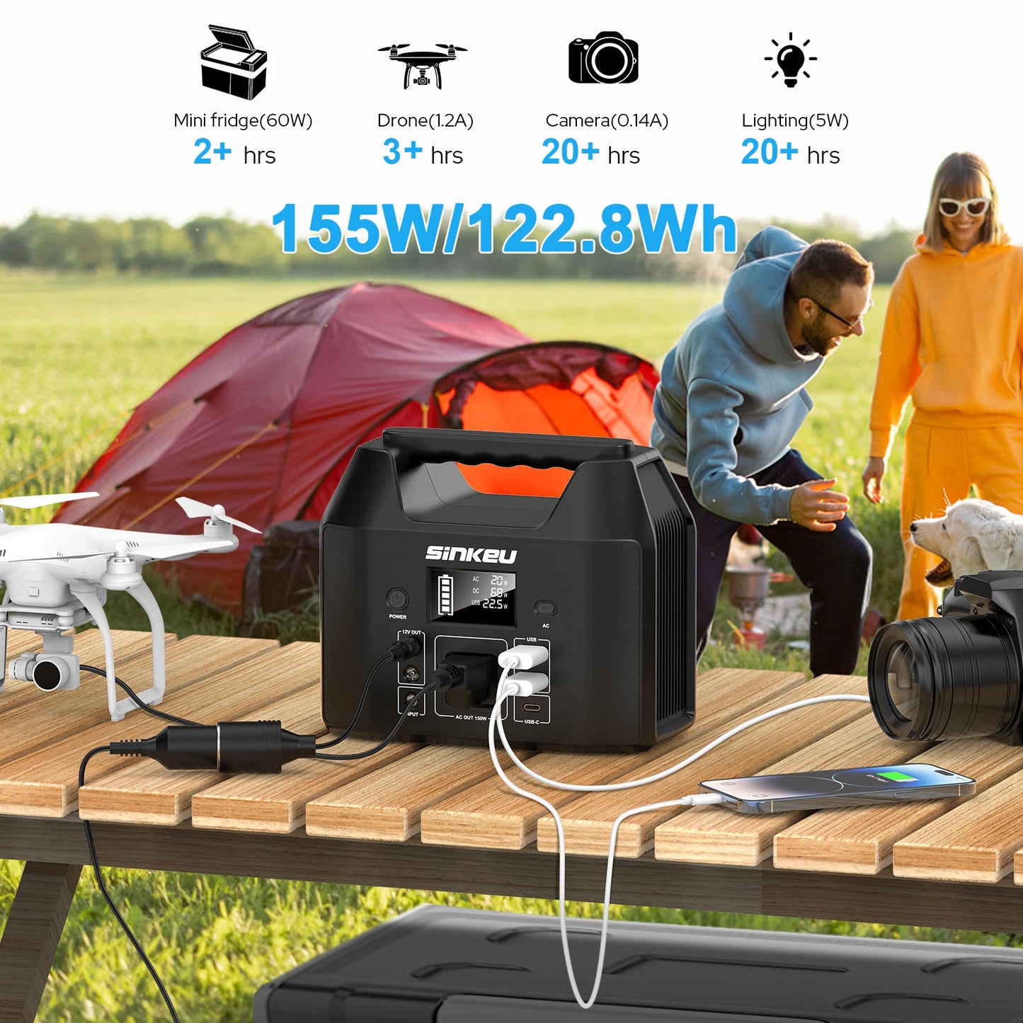 150W Portable Power Station with LiFePO4 Battery for Camping