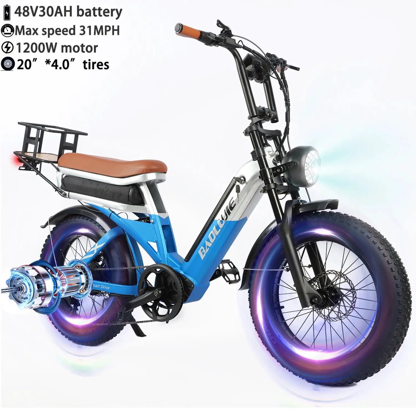 Baolujie Peak Dual Motor Electric Bike 3000W 5000W 48V 38MPH by Beastly Survival Outlet