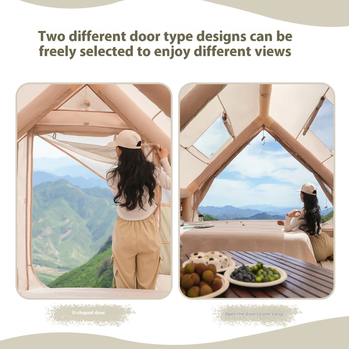 Inflatable Family Camping Tent With Stove Plugs 4 6 8 People