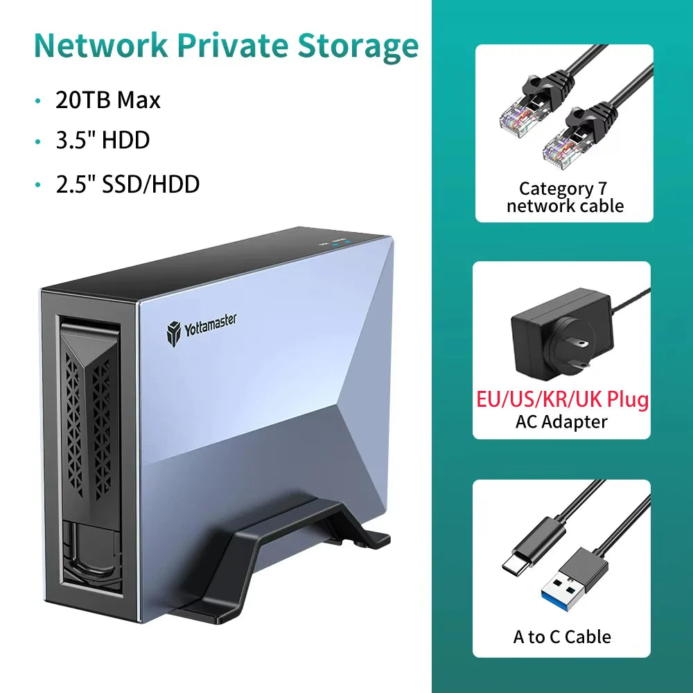 Yottamaster 2.5 3.5 Inch SATA Hard Drive Network Storage Enclosure