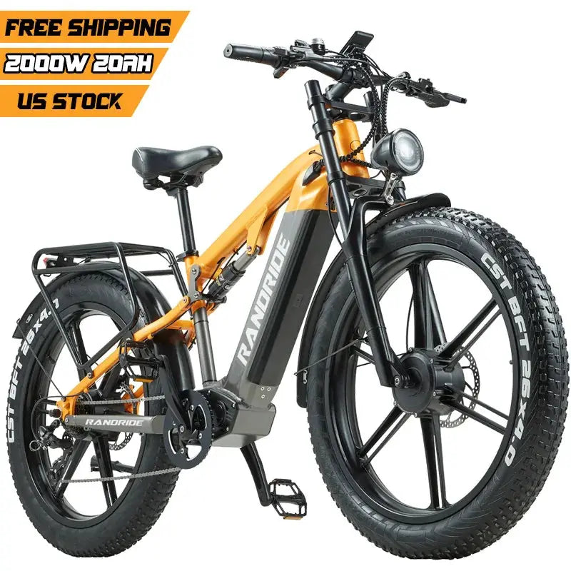 US STOCK RANDRIDE YX80 2000W Dual Motor All-Terrain E-Bike 48V 20Ah Long Range Full Suspension 7-Speed Off-Road Electric Bike by Beastly Survival Outlet