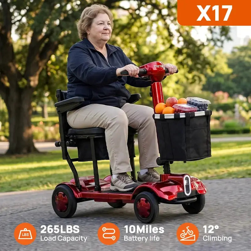 Folding Mobility Scooter for Seniors, 270W 4‑Wheel Electric Mobility Scooter, 10 Miles Range, Portable Travel Wheelchair Scooter for Adults Elderly by Beastly Survival Outlet Folding Mobility Scooter for Seniors, 270W 4‑Wheel Electric Mobility Scooter, 10 Miles Range, Portable Travel Wheelchair Scooter for Adults Elderly Beastly Survival Outlet