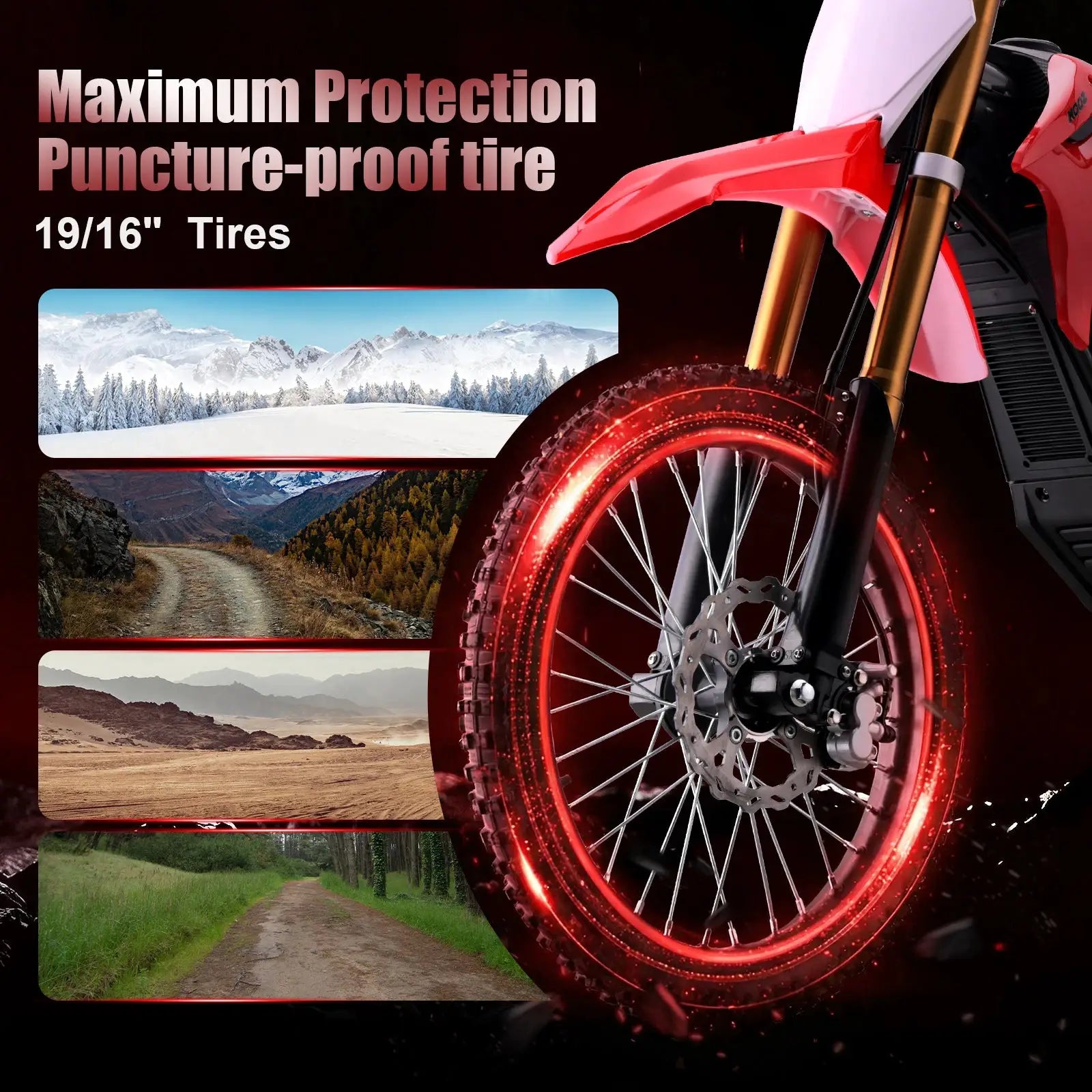 KOOZ HP131E-L 72V 8000W Pro Electric Dirt Bike for Adults,3 Speed Modes Electric Motorcycle Up to 56 MPH with 19"/16" Tires. by Beastly Survival Outlet