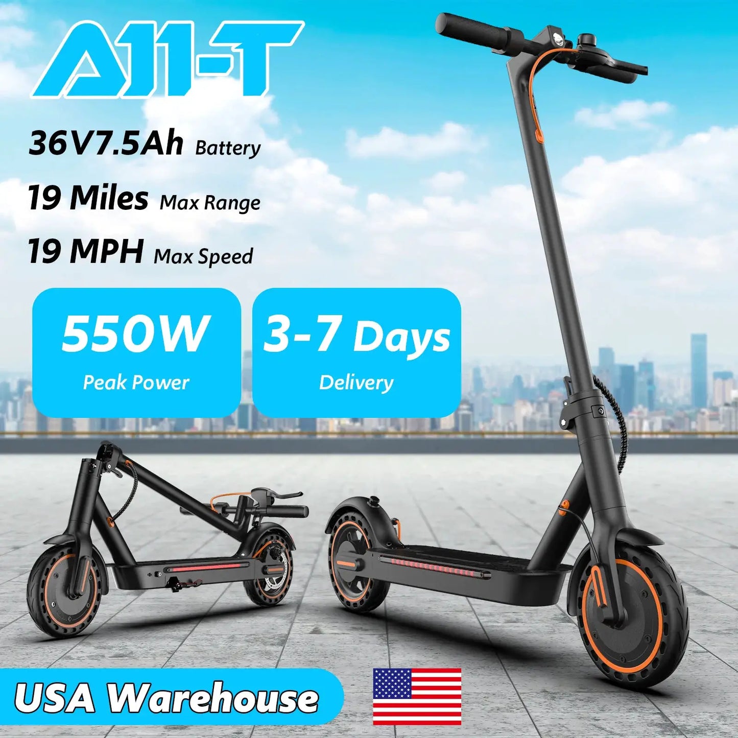 Electric Scooters for Adults, 8.5' Tire, Max 19 Miles and 19 Mph, 550W Foldable E Scooter with Side Light & APP by Beastly Survival Outlet