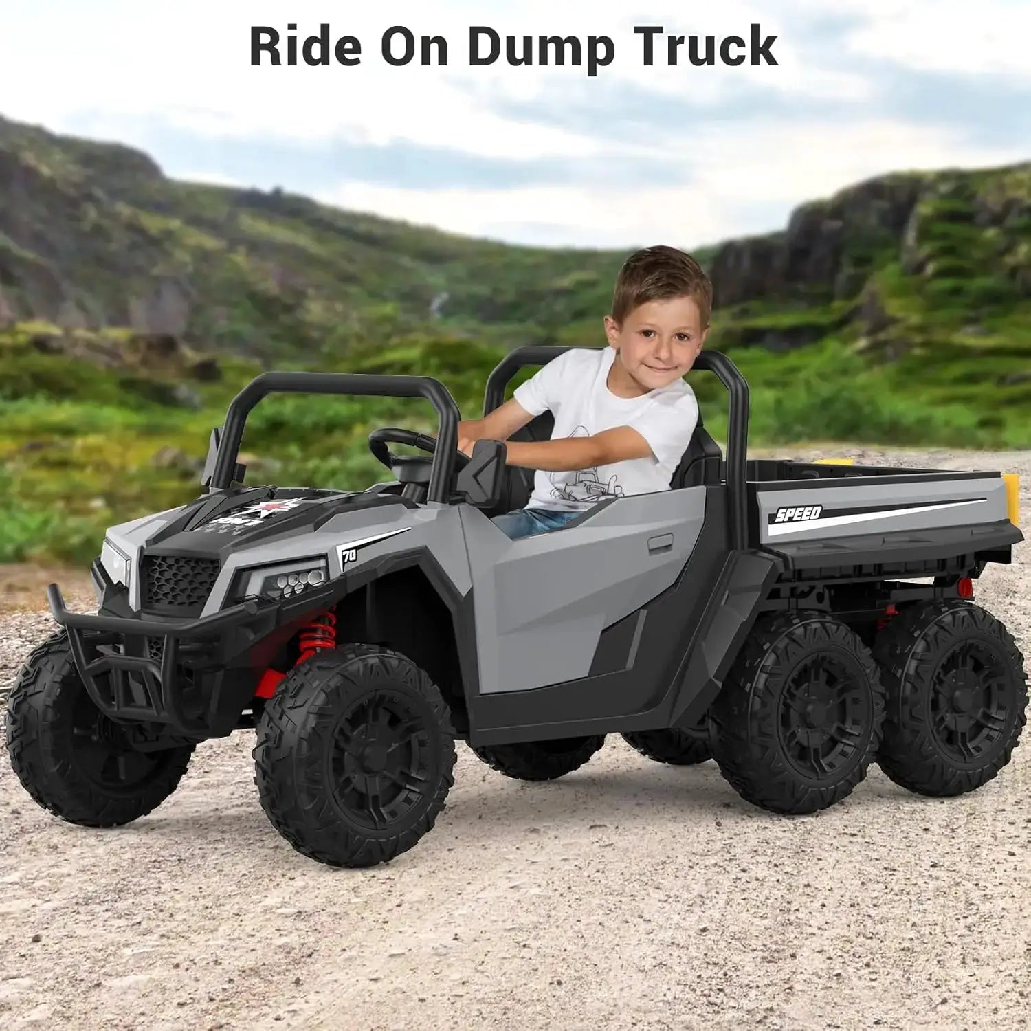 24V 4WD Electric Ride On Dump Truck with Remote Control 2-Seater Kids Ride On Car Music Player & LED Lights Birthday Gift by Beastly Survival Outlet