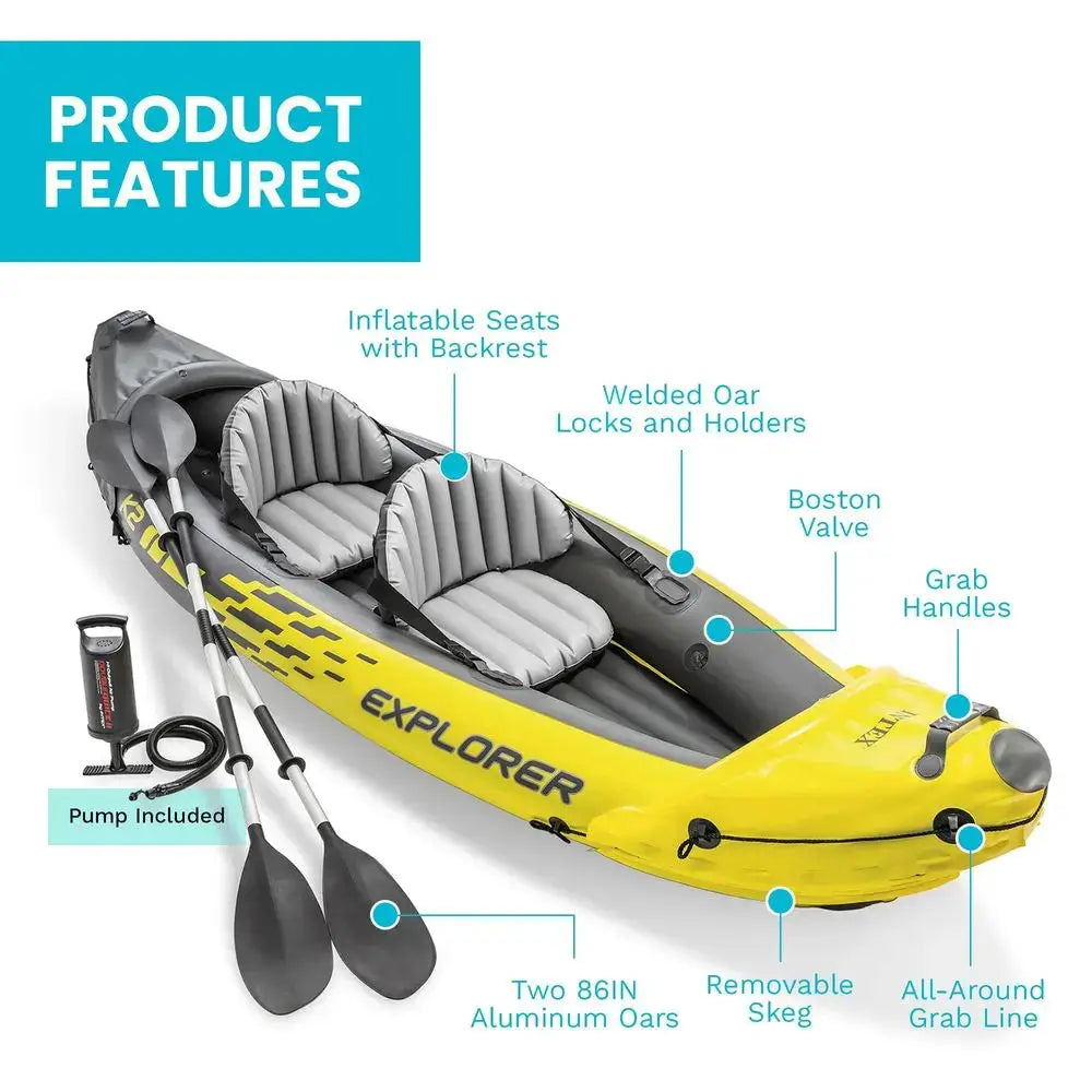 68307EP K2 Inflatable Kayak Set Deluxe 86in Kayak Paddles And HighOutput Pump Adjustable Seats With Backrest Removable Custom by Beastly Survival Outlet
