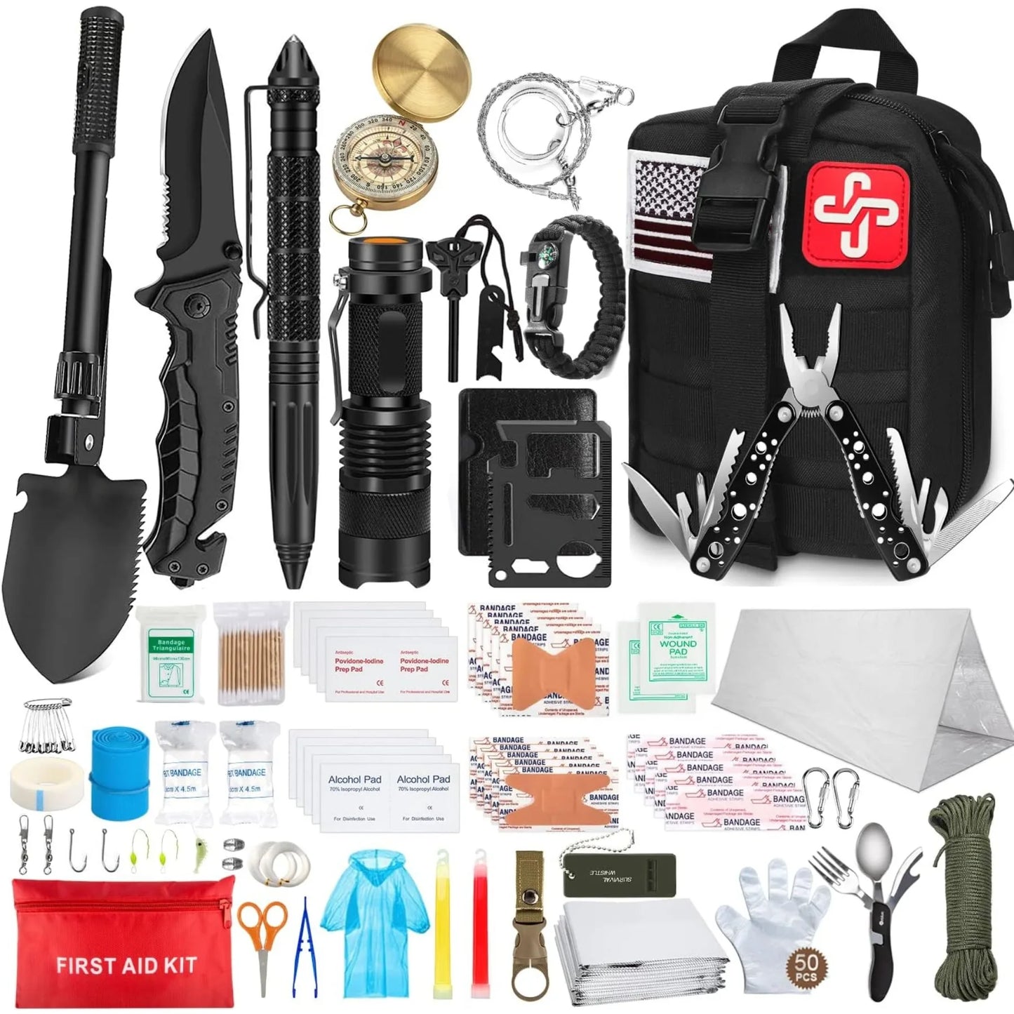 238 Piece Emergency Survival Kit with Tactical Molle Pouch