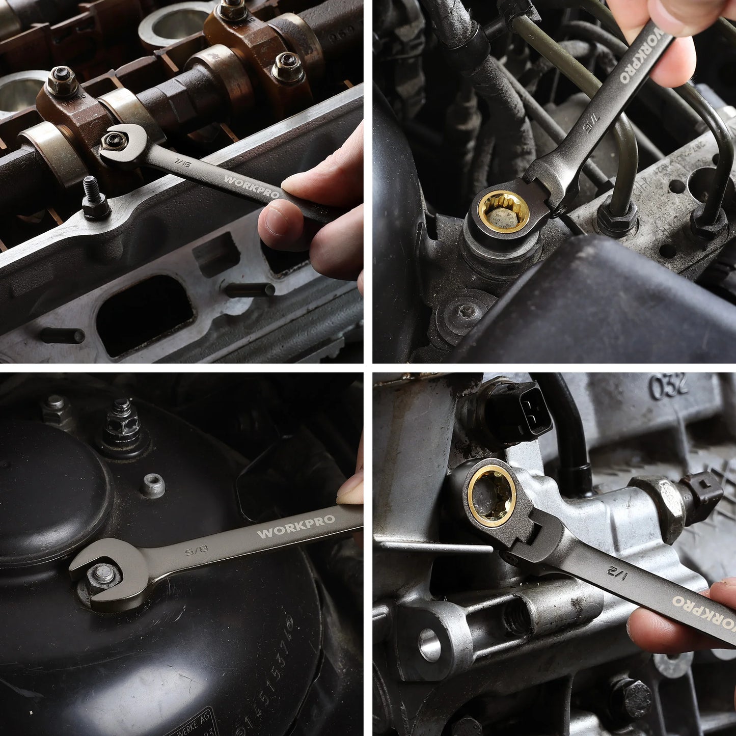 WORKPRO 8pc Flex Head Ratcheting Wrench Set SAE Inch Sizing