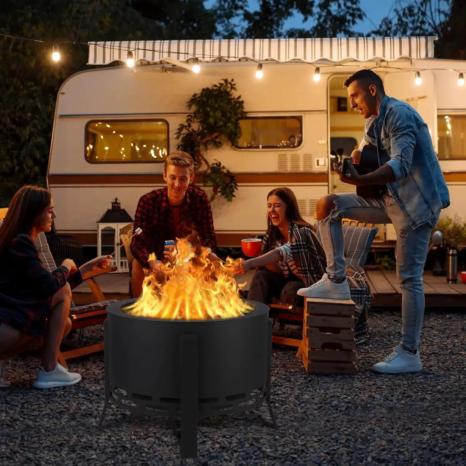 26 Inch Smokeless Fire Pit With Folding Feet For Camping Kit by Beastly Survival Outlet